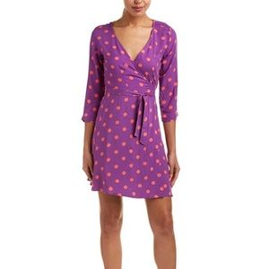 Purple with pink polka dots ladies wrap dress